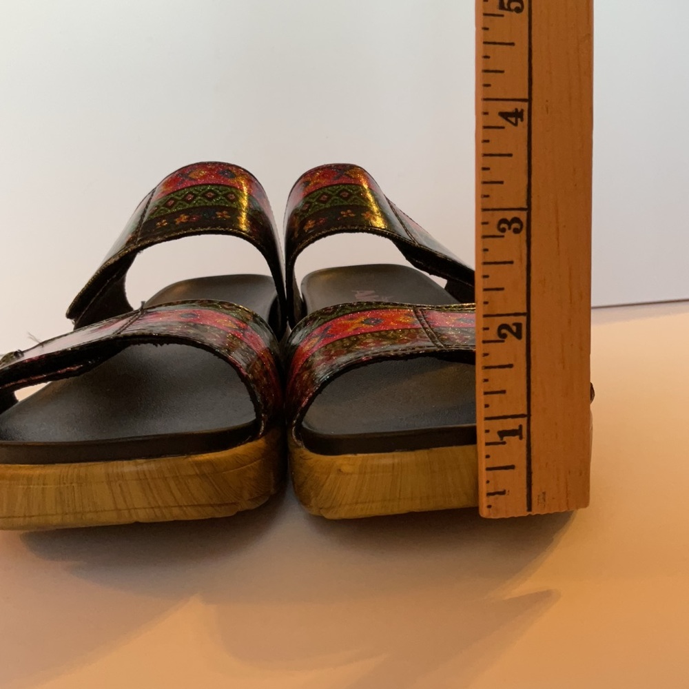 Algeria Lena Pow Wow Glitter Tribal Two Band Slide Platform Sandals Size 9 or 40 - Picture 5 of 10